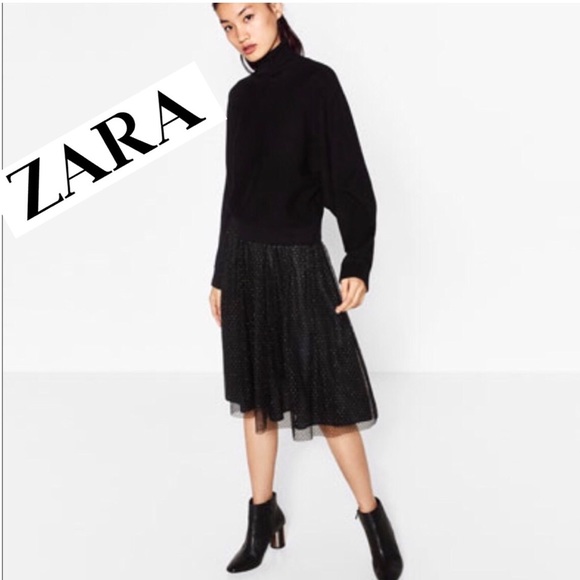 zara black tulle skirt